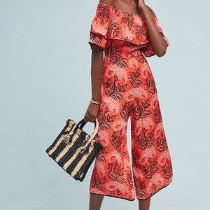 New Anthropologie Biji Off-The-Shoulder Jumpsuit L